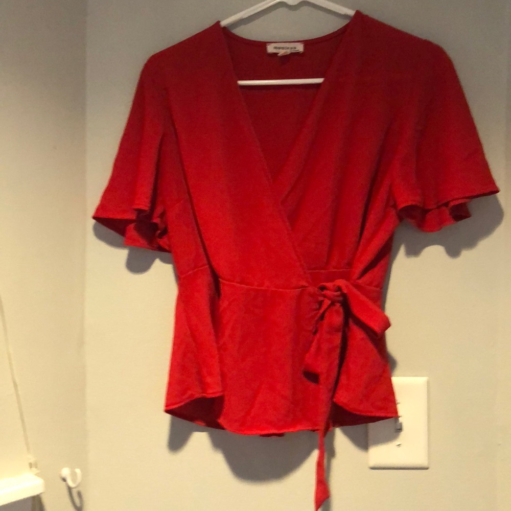 Red peplum top